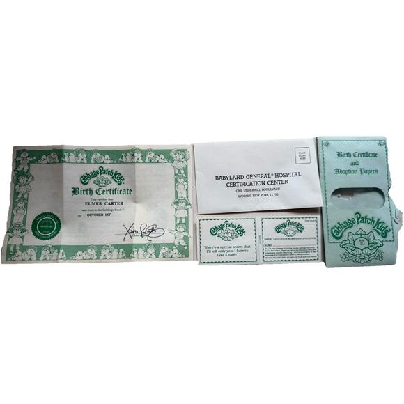 RARE! Vintage Cabbage Patch Kids Doll 1985 "Elmer Carter” w/ Birth Certificate - Picture 12 of 15